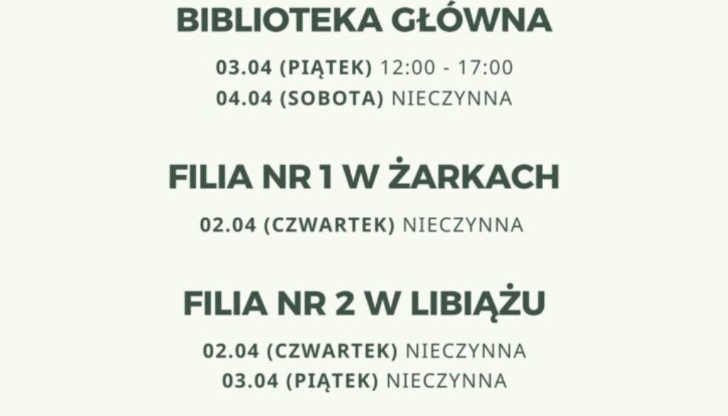 Godziny otwarcia w okresie światecznym (A4)